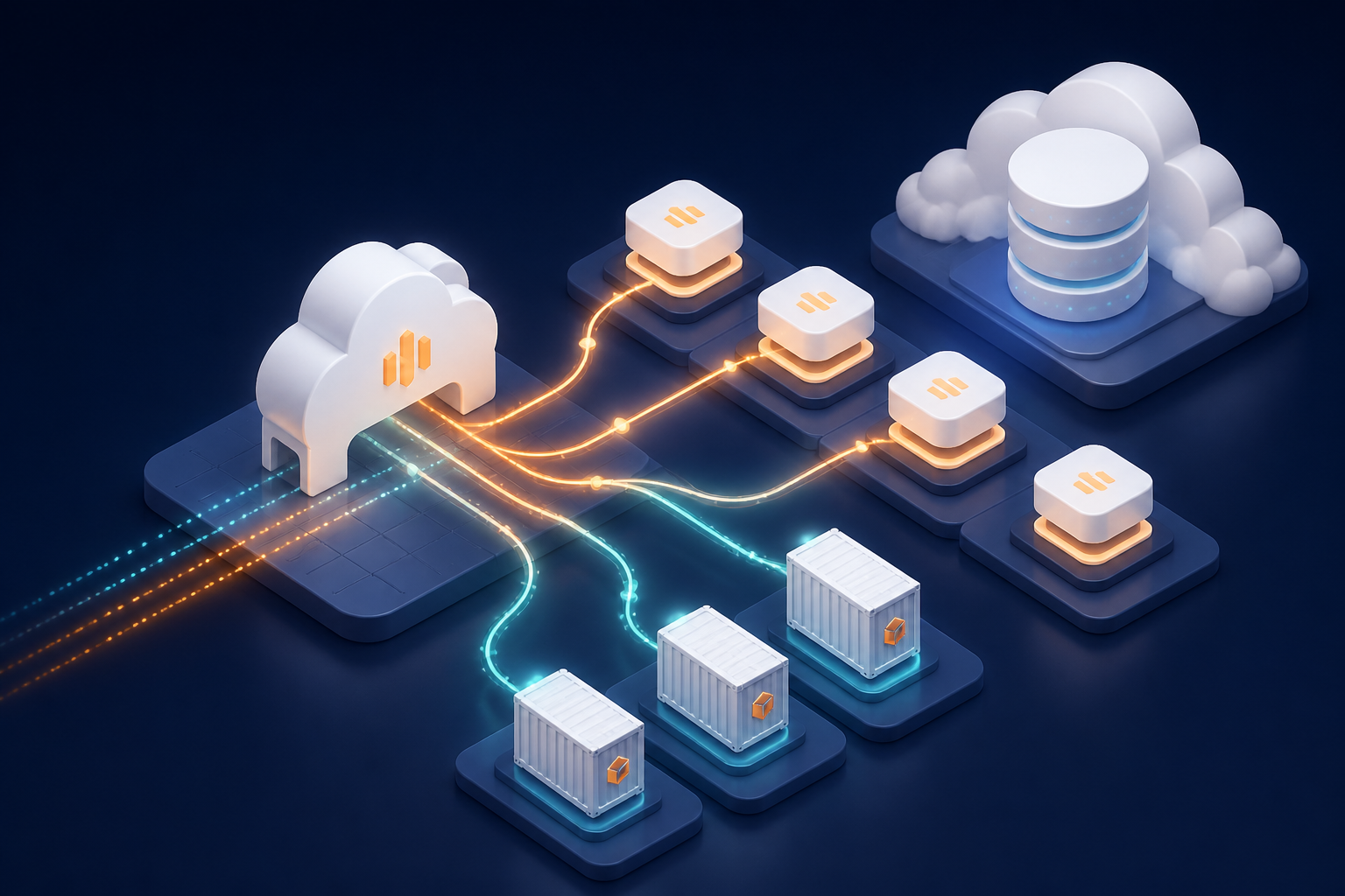 Cloud architecture distributing requests across compute